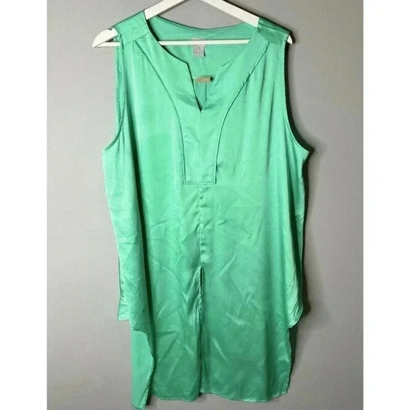 Chico Top Size 3 High Low Turquoise Sleeveless Top Polyester Spring Blouse - Picture 1 of 6